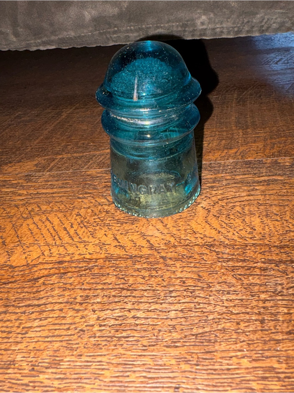 Antique Aqua Glass Insulator - Hemingray